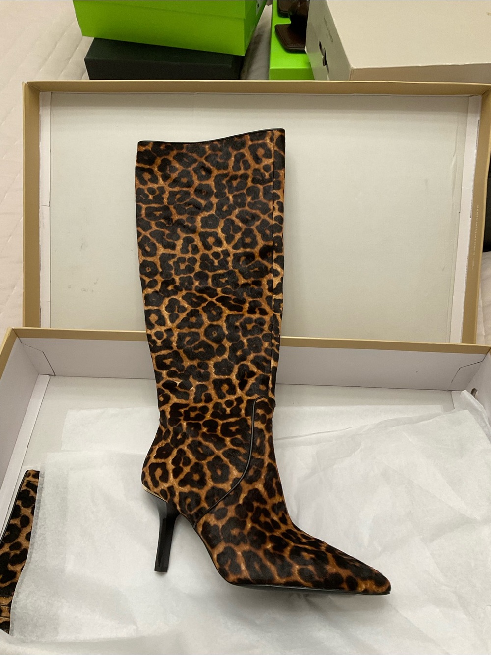 Michael Kors Leopard Print Knee-High Stiletto Boot - Brown/Black